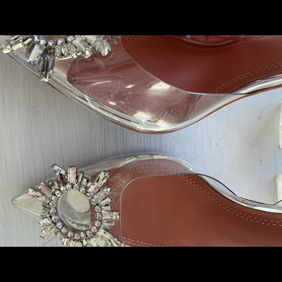 ❌SOLD❌Amina Muaddi Clear Begum Glass Pvc Crystal Transparent Slingback Sandal - Picture 10 of 16